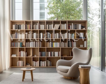 Arrière-plan zoom minimaliste pour coin lecture : toile de fond de bureau virtuel (téléchargement numérique)