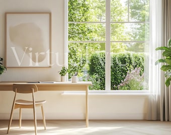 Affichage de la fenêtre du bureau à domicile : arrière-plan virtuel professionnel (téléchargement numérique)