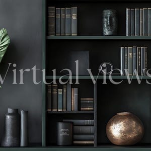 Green Bookcase Zoom Background: Professional Virtual Office Backdrop