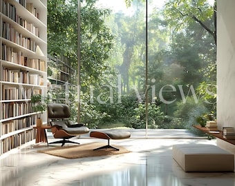 Green Landscape Office Zoom Background: Modern Virtual Backdrop