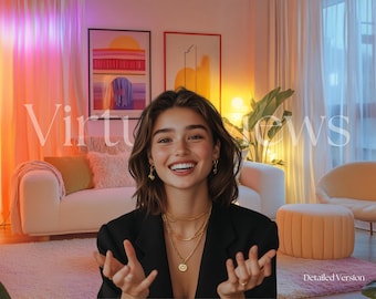 Salon Cosy Arrière-plan zoom | Ensemble virtuel Sunset Glow (téléchargement numérique)