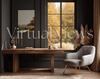 Arrière-plan zoom confortable automnal : étagère et citrouille (téléchargement numérique)