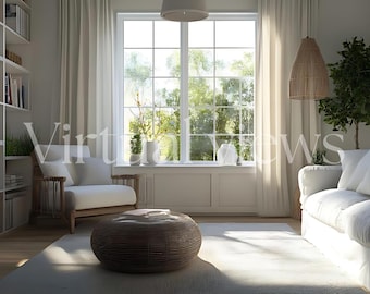 Cozy Living Room Zoom Background: Virtual Meeting Backdrop