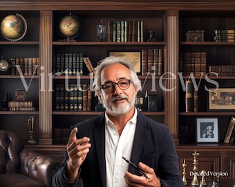 Arrière-plan virtuel de bibliothèque élégant : Zoom, Teams (téléchargement numérique)