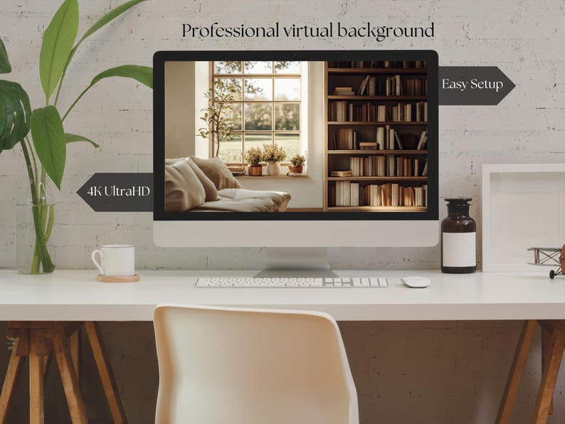 Countryside Bookshelf Virtual Background – Professional Video Call ...