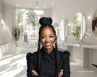 Modern White Salon Background for Zoom, Teams, Skype, and Virtual Meetings - Professional Backdrop
