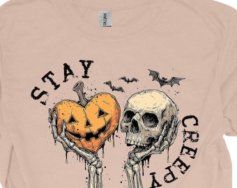 Stay Creepy Halloween T-Shirt, Spooky Skeleton Tee