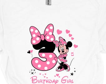 Minnie Mouse 3rd Birthday Girl Shirt, Disney Inspired