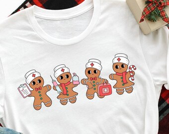 Gingerbread Nurse Christmas Shirt, Funny ER Nurse Gift