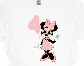 4e verjaardag Minnie-shirt, Minnie Mouse 4e verjaardag shirt, 4e verjaardag shirt, 4-jarige Disney shirt, cadeaus van de 4e verjaardag, 4e verjaardag Tee
