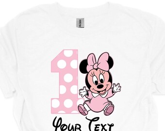 Maglietta personalizzata per il primo compleanno di Minnie, regalo Disney per il primo compleanno