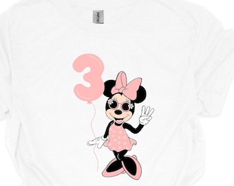 Minnie Mouse 3rd Birthday Shirt, Disney Girls Tee