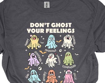 Camiseta de Halloween Ghost Feelings, camiseta de temporada espeluznante