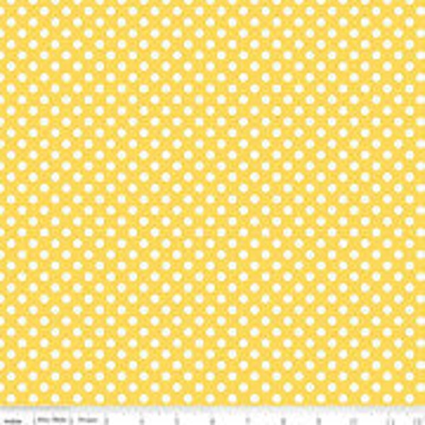 Yellow Small Dots C350-50 -100% Cotton- Quilting Cotton - Sewing Cotton Yellow Polka Dots- Riley Blake Designs