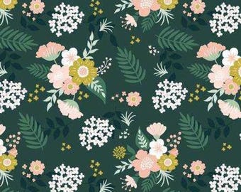 Hibiscus Hunter Floral Main y by Riley Blake Designs - C11540-Hunter Green Floral- 100% Cotton Fabric - Fabric by the Yard