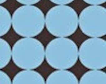 Blue Disco Dotby Michael Miller Fabrics - CX0910-BLUE -D 100% Quilting Cotton - Blue and Brown Polka Dots - BLue Brown DIsco Dots