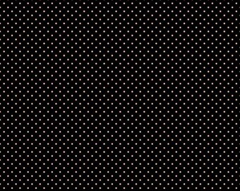 Rose Gold Sparkle Swiss Dot on Black SC670 100% Cotton- Quilting Cotton - Sewing Cotton Black Polka Dots- Riley Blake Designs