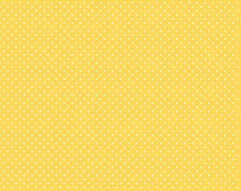 White Swiss Dot on Yellow C670 -50 -100% Cotton- Quilting Cotton - Sewing Cotton Yellow Polka Dots- Riley Blake Designs