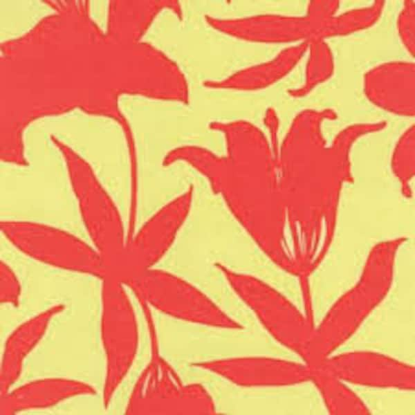 Lily in Mazanita by Joel Dewberry  -  100 % Cotton - Coral Lily Floral Fabric