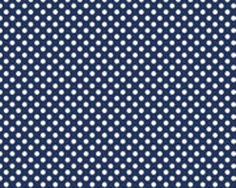 Navy Small Dots C350-21-100% Cotton- Quilting Cotton - Sewing Cotton Navy Polka Dots -Riley Blake Designs Basics