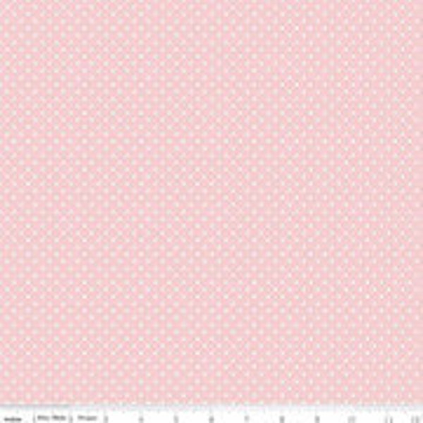 White Swiss Dot on Baby Pink C670-75 -100% Cotton- Quilting Cotton - Sewing Cotton Pink Polka Dots- Riley Blake Designs