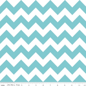 Medium Aqua Chevron by Riley Blake - 100% Cotton Fabric - Quilting Fabric - Aqua and White Chevron Fabric