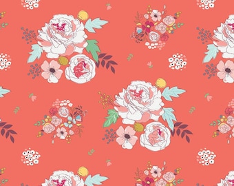 Idyllic Main Coral by Riley Blake Designs - C9880- Coral Floral- 100% Cotton Fabric - Fabric by the Yard