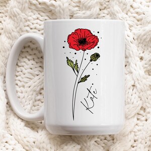 Personalized Gift Birth Flower Mug Floral Custom Wildflower Coffee Mug Customizable Mug Birthday Gift for Her Gift for Bridesmaid Gift Mug