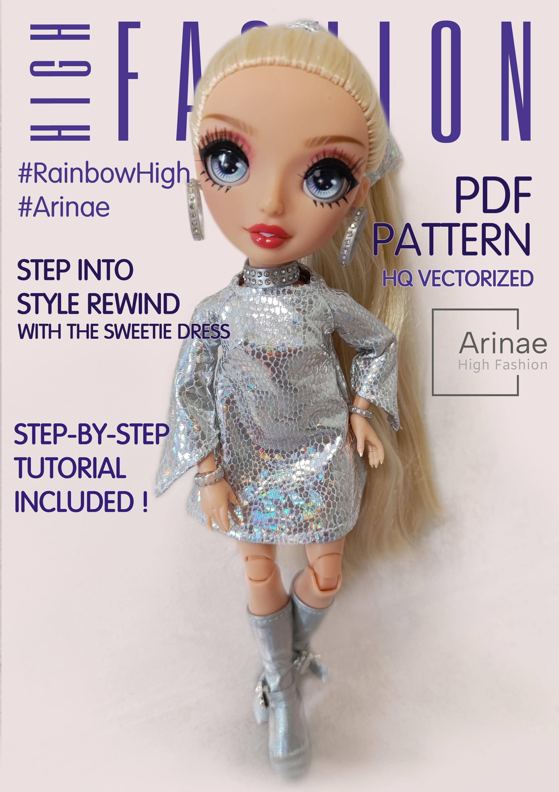 HQ PDF Pattern Sweetie Dress for Rainbow High Dolls PDF + sewing tutorial instant dowload fashion dolls 1/6 11.5" Shadow Junior