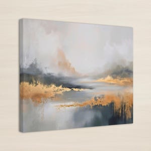 Golden Abstract Painting | Modern Art Wall Decor Canvas Painting | Abstract Expressionist | Minimalist Living Room Wall Art | Big Canvas Art