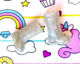 Blythe Silver Glitter Gumboots