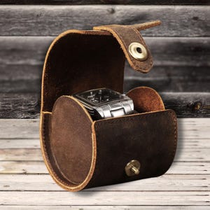 Estuche enrollable de cuero personalizado para relojes, estuche para relojes, estuche portátil para viajes, estuche enrollable para guardar relojes de pulsera con 1 ranura, estuche de viaje