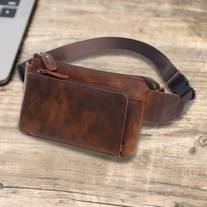 Gürteltasche, Leder Fanny Pack für Männer, Leder Hip Bag, Leder Crossbody Bag für Männer, Braune Fanny Pack, Bauchtasche