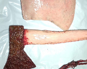 Bloody Axe Horror Prop Death Halloween LARP Knife Gory Horror Cosplay Prop Blood Body Parts Ed Gein Skin Halloween Slasher Gore Cleaver