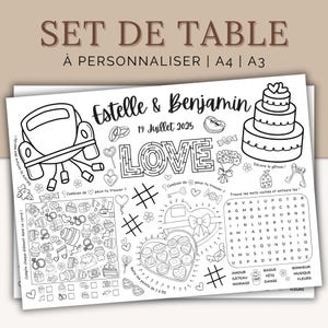 Tovagliette personalizzate per matrimonio | Pagine da colorare stampabili per matrimonio | Giochi di nozze stampabili