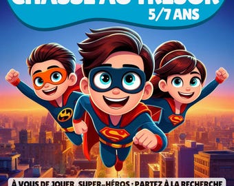 Superhero Treasure Hunt | Activities for children aged 5-7 | Fun superhero game to print for a home activity or a birthday party