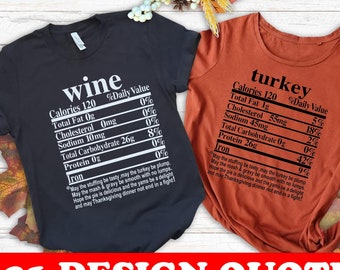 Thanksgiving Food Nutrition Facts Graphic Tee, Funny Holiday Shirt