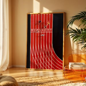 Laufende Kunst | Minimalistische Leichtathletikbahn Illustration | Modernes Sport Dekor