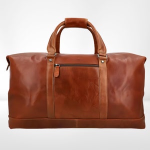 Handgemachte braune Leder Weekender Tasche aus echtem marokkanischem Lammfell, wasserdichte Kleidertasche, Reisetasche, einzigartiges Geschenk für Ihn