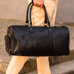 Bolsa para ropa impermeable de cuero marroquí hecha a mano, bolsa de viaje con compartimento para zapatos, bolsa de fin de semana, bolsa de viaje para traje de hombre y mujer