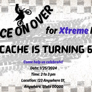 Racing Birthday theme invitation, digital download, dirt bike racing