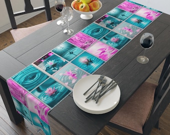 Bunter Blumen Tischläufer aus Polyester oder Baumwolltwill