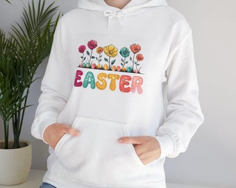 Easter Floral Hoodie, Spring Celebration Sweatshirt