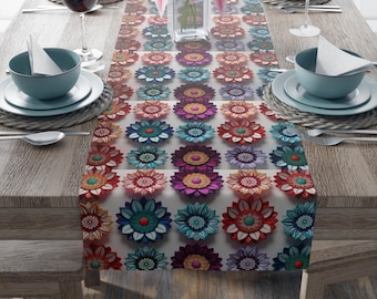 Boho Floral Table Runner | Colorful Dining Decor