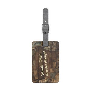 Rectangle Luggage Tag, Wander Often, Wonder Always Customizable Tags, Travel Accessories, Bag Tag, Gift for Travelers, Suitcase Identifier