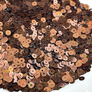 Sequins (5 gr) 4 mm,  Flat Round, Metallic Glitter, Chocolate color, Paillettes, Loose Sequins for hand embroidery, G32