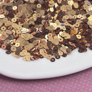Sequins (5 gr) 4 mm,  Flat Round, Metallic glossy, Desert sun color, Paillettes, Loose Sequins for hand embroidery, C02