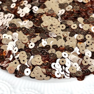 Sequins (5 gr) 4mm, Flat Round, Metallic effect, Coffee and milk color, Paillettes, Loose Sequins for hand embroidery, LM03