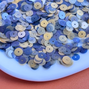 Sequins (5 gr) 6 mm,  Flat Round, Gradient effect, From yellow to blue color, Paillettes, Loose Sequins for hand embroidery, DG007