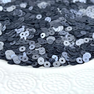 Sequins (5 gr) 4 mm,  Flat Round, Matte metallic, Steel color, Paillettes, Loose Sequins for hand embroidery, M451